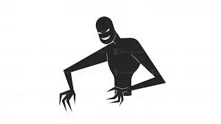 Scary demon reaching claws bw outline 2D character animation