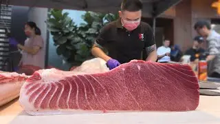 Watch the Precision: Giant Bluefin Tuna Otoro and Akami Cutting Techniques