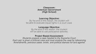 Classroom Application: Examples of Project Based Assessment - Assessing Achievement with the ELL in