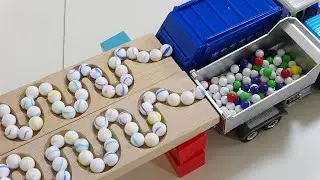 Marble Run Race ASMR ☆ Dump Truck, Garbage Truck& 2HABA Slope Course