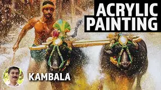 Kambala | Acrylic Painting Progression | Muralidhar Suvarna