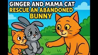 Ginger and Mama Cat Rescue an Abandoned Bunny Beautiful kittens playing on the grass Cat sounds