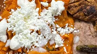 Delicious Lunch of Scrambled Red Chilaquiles