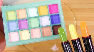 【ASMR】Slime Coloring with Makeup #64【Satisfying Slime Video】