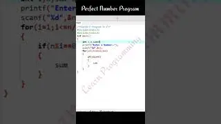 Perfect Number Program in C #shorts