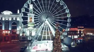 Night Winter Kyiv / Зимний ночной Киев с высоты птичьего полета