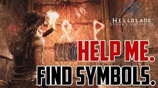 Hellblade Senua's Sacrifice : Rune Symbol Gate Puzzle in Darkness with Torch (D Fish P Signs)
