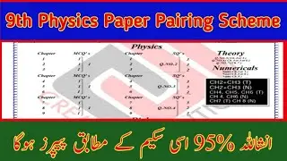 9th Class Physics Pairing Scheme 2021 || New Paper Pairing Scheme According To Smart Syllabus