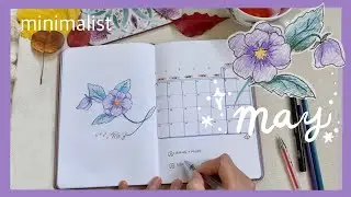 May 2021 Bullet Journal /Plan with me Pansy Theme/Bullet Journal Minimalist