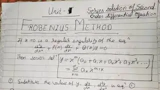 Series Solution - Frobenius Method (B.Tech. 1st Year)