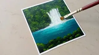 How to Paint Waterfall 🌊 Acrylic Painting for beginners #art #acrylicpainting