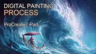 Procreate Digital Art Process - The Girl And The Sea - Timelapse