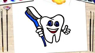 TOOTH AND TOOTHBRUSH! How easy it is to draw a tooth and a toothbrush  Simply!