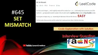 Set Mismatch | LeetCode 645 | Java | @LearnOverflow