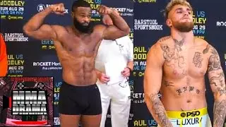 Woodley VS Paul "Official Weigh INS" & both make weight- Poker Faces who is the Joker🃏& who's the ♠️