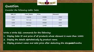 SQL Select Query - Class 10 IT