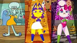 Squidward Vs Ankha Vs Cute Roxy Dance Battle #roxy #chica #ankha
