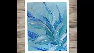Blue Botanical Fluid Art ~ Meeden Canvas ~ Acrylic Free Flow