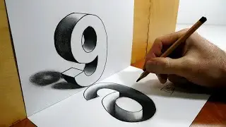 3D Trick Art on Paper, Number 9 and its Hole