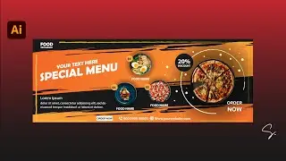Elegant Web Banner Design With Grunge Texture in Adobe Illustrator | Food Restaurant | SU Official
