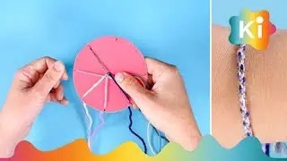 Flett stilige armbånd med en pappsirkel og garn - DIY