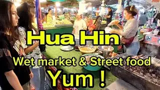 Hua Hin Thailand, wet market and street food. 3 generations of Thai gals!!