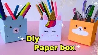 how to make paper pen holder/diy paper pen holder/easy origami box tutorial