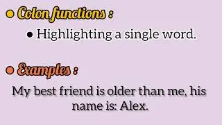 Punctuation Notes | Colon Functions 