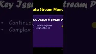 Key issues in Stream Processing!