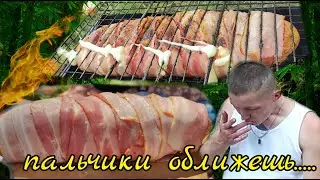 Багет в беконе. Топовая закуска на мангале.