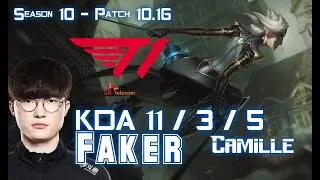 T1 Faker CAMILLE vs QIYANA Mid - Patch 10.16 KR Ranked