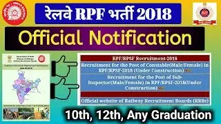 Railway RPF Official Notification CEN 03/2018. Railway RPF Recruitment 2018 AGE, QUALIFICATION etc