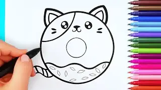 How to draw kawaii donut | Drawing and coloring cute donut