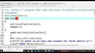 18.C program to perform matrix multiplication using functions | C Programming Language LAB | PPS LAB