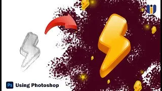 How to make Lightning Icon in Photoshop | Game UI Design | Game UI Design in Adobe Photoshop