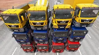 12 Heavy Man trucks vs obstacle Course - BeamNG.drive