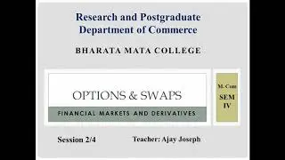 Financial Markets and Derivatives Module 5, Session 2/4