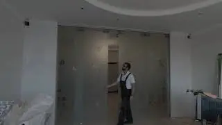 Перегородка из стекла. Телескопическая система дверей. Раздвижные двери из стекла. Перегородки Киев.