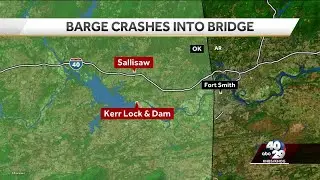 Barge crashes into bridge on Arkansas River in Oklahoma