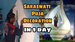 Saraswati Puja pandal Theme 2024 Thermocol art craft design Shankh Decoration ideas