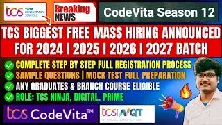 TCS BIGGEST FREE HIRING | 2024, 2025, 2026, 2027 BATCH | NINJA, DIGITAL, PRIME | TCS CODEVITA HIRING