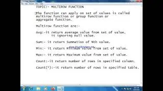 Multi row function/ Group function