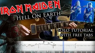 Iron Maiden - Hell On Earth Dave Murray and Adrian Smith solos lesson (with tabs and backing tracks)
