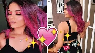 PINTEI TODO O MEU CABELO DE ROSA (SOZINHA EM CASA)