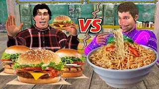 Burger Vs Noodles Challenge Street Food Hindi kahaniya Hindi Moral Stories Funny Hindi Comedy Video