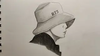 BTS boy wearing cap easy drawing tutorial step by step | how to draw BTS boy