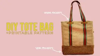 How to Make a Tote Bag +PRINTABLE PDF SEWING PATTERN(EASY SEWING PROJECT)(STEP BY STEP INSTRUCTIONS)
