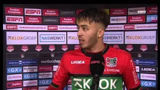 Souffian El Karouani scoort goal voor NEC Nijmegen en verklaart wat er gebeurde bij de vrije trap