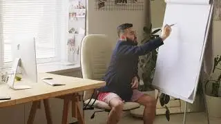 Half Suited Man Video Conferencing | Guy Without Pants Zoom Call | Stock Footage