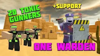One WARDEN and 20 TOXIC gunners +Support - Roblox Tower Defense Simulator